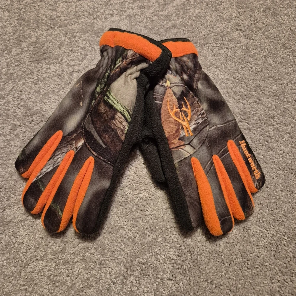 ❤️‍🔥 Huntworth Boys M Camo Orange Insulated Winter Gloves